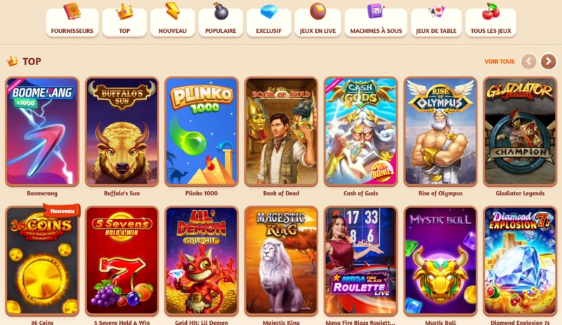 BillyBets Casino Jeux